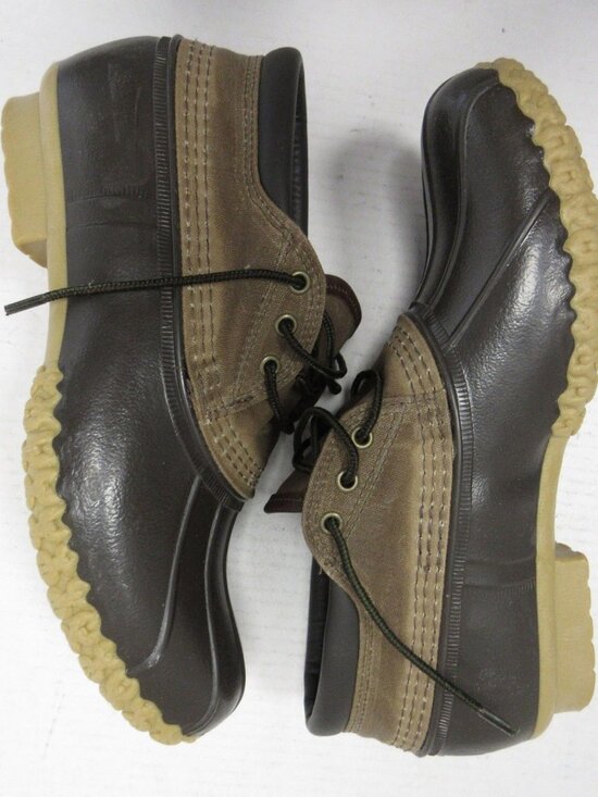 VINTAGE LL Bean Bean Boots 10 M Low Duck Canvas Rubber Gum Sole USA main image 8